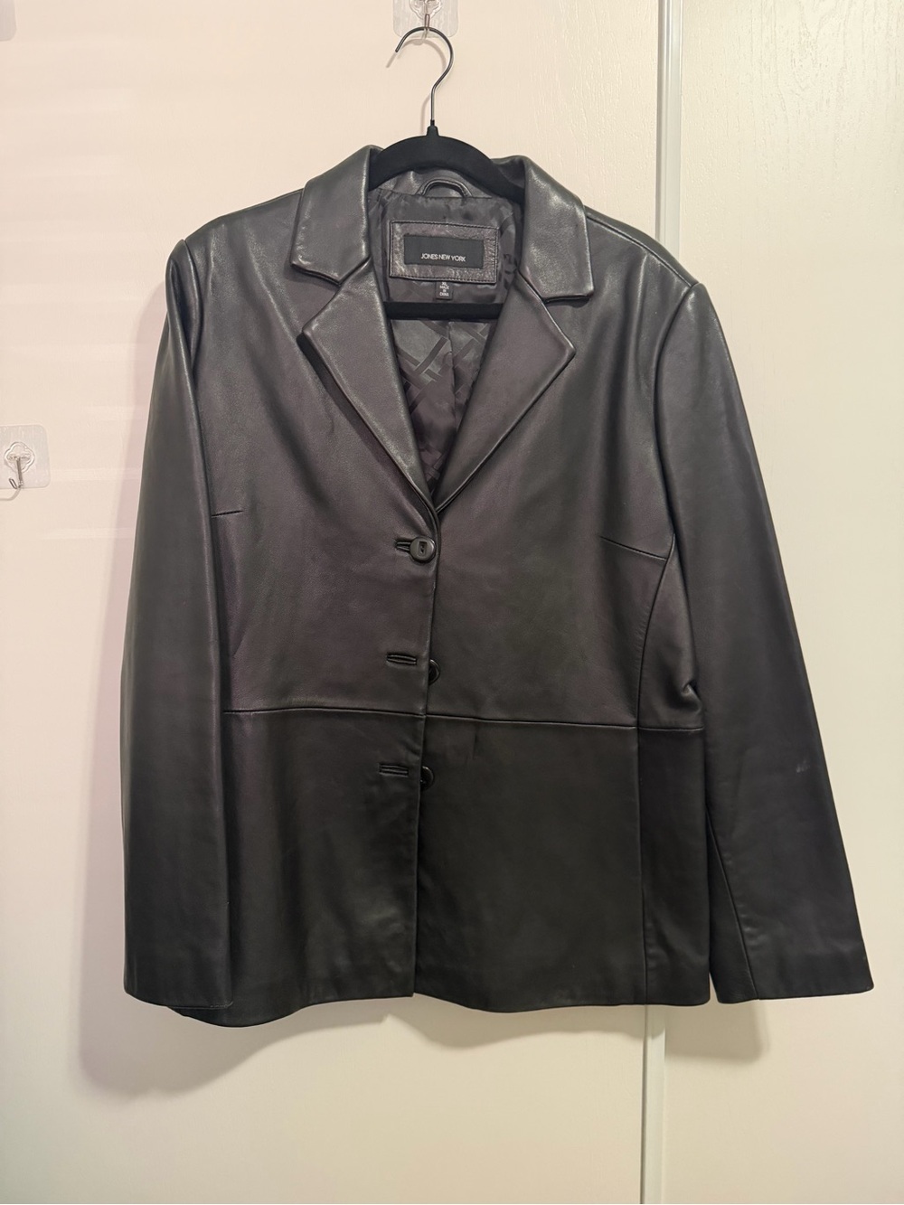 Jones New York Black Leather Button-Up jacket XL